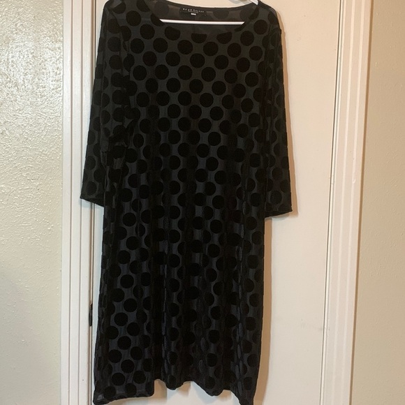 Byrn Walker Velvet Polka Dot MIDI Hester Shift Dress, M - Picture 1 of 8